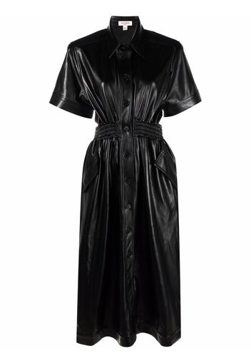 Materiel leather-effect elasticated-panelling dress - Nero