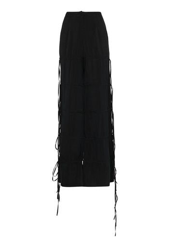 Materiel velvet fringed high-waisted trousers - Nero