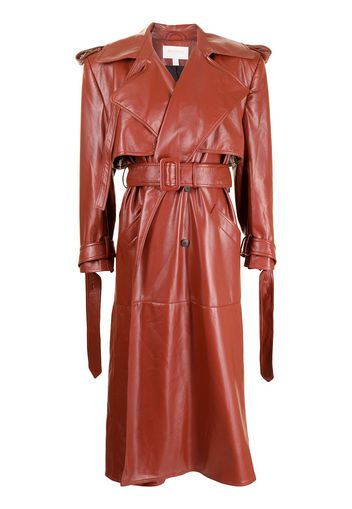 Materiel belted leather trench coat - Rosso