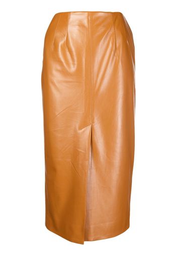 Materiel faux-leather pencil skirt - Marrone