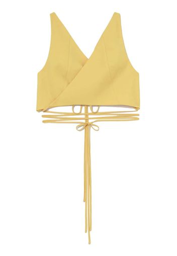 Materiel wrap lace-up wool top - Giallo