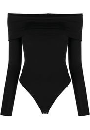 Materiel off-shoulder long-sleeve bodysuit - Nero