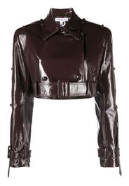 Materiel cropped vinyl biker jacket - Marrone