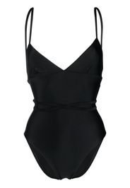 Matteau tie-fastening V-neck one-piece - Nero