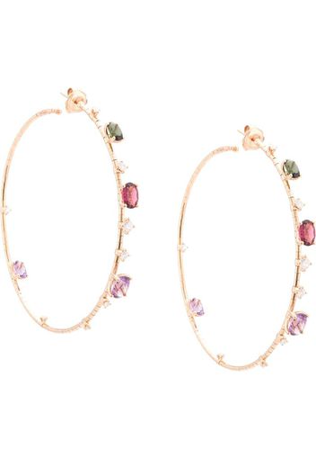 Orecchini a cerchio in oro rosa 18kt con gemme