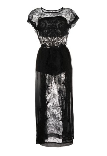 MAURIZIO MYKONOS floral-lace maxi dress - Nero