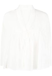 MAURIZIO MYKONOS linen-blend flared blouse - Bianco