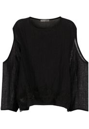 MAURIZIO MYKONOS lace-trim cold-shoulder blouse - Nero