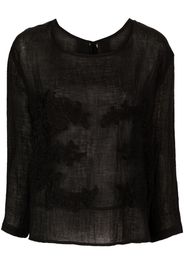 MAURIZIO MYKONOS lace-appliqué long-sleeve blouse - Nero