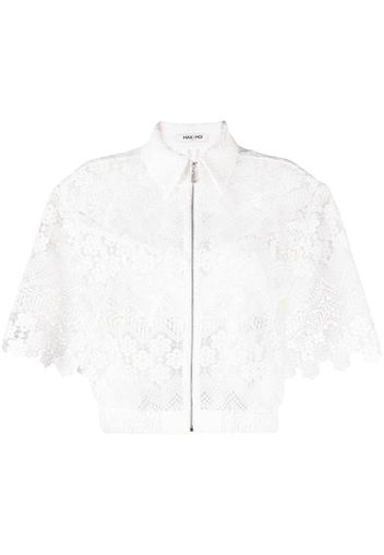 Max & Moi Tanami floral-lace semi-sheer jacket - Bianco