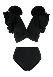 Maygel Coronel ruffled V-neck swimsuit - Nero