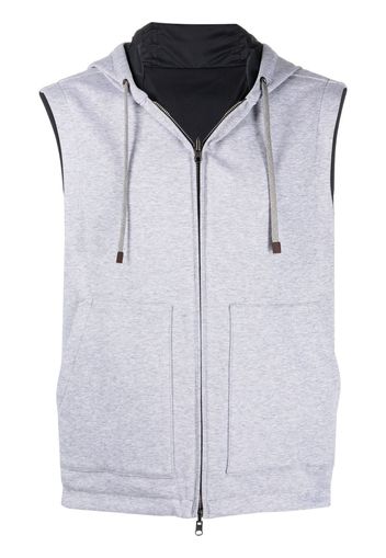 Mazzarelli sleeveless zip hoodie - Grigio