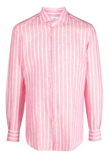 Mazzarelli striped long-sleeve linen shirt - Rosa