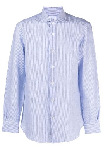 Mazzarelli striped linen/flax shirt - Blu