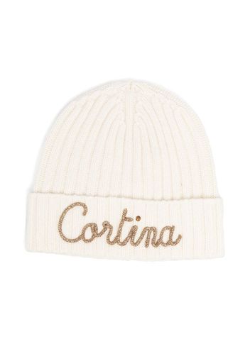 embroidered logo knit beanie