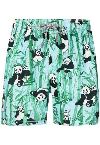 Mc2 Saint Barth panda-print elasticated-waist swim shorts - Blu