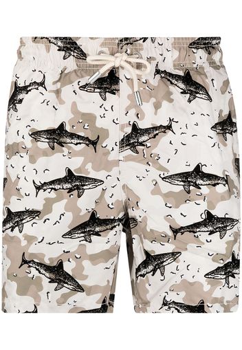 Mc2 Saint Barth shark-print elasticated-waist swim shorts - Toni neutri