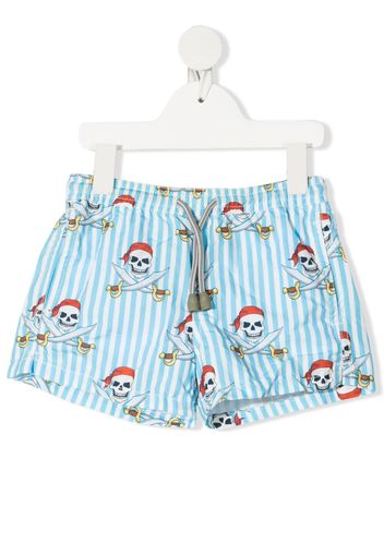 Mc2 Saint Barth Kids pirate-print swim shorts - Blu