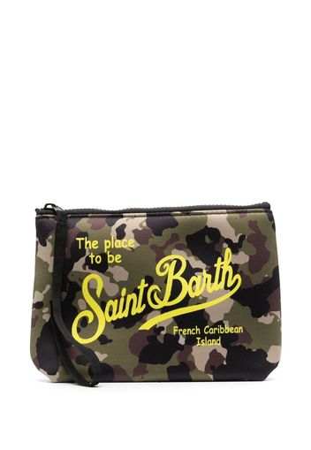 Mc2 Saint Barth camouflage logo-print wash bag - Verde