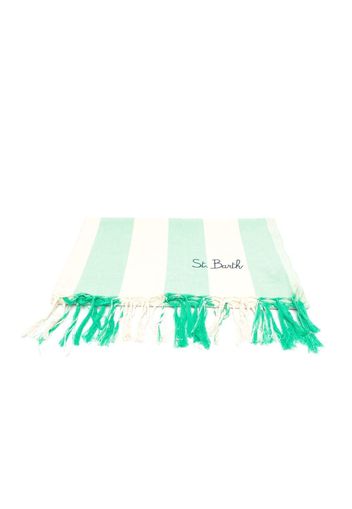 Mc2 Saint Barth Kids fringe striped beach towel - Verde