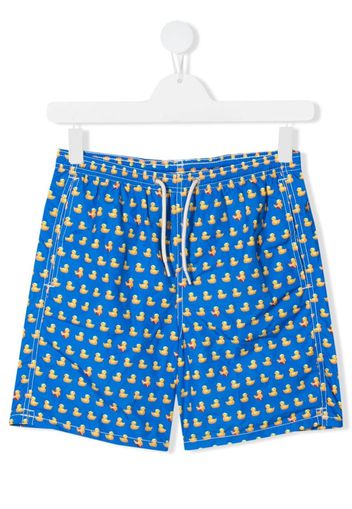 Mc2 Saint Barth Kids TEEN duck print swim shorts - Blu