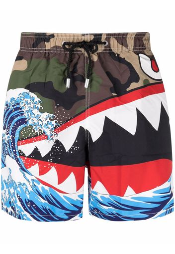 Mc2 Saint Barth Shark Attack graphic swim shorts - Verde