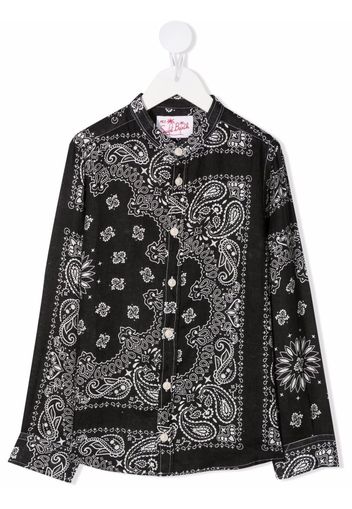 Mc2 Saint Barth Kids Pati paisley-print linen shirt - Nero