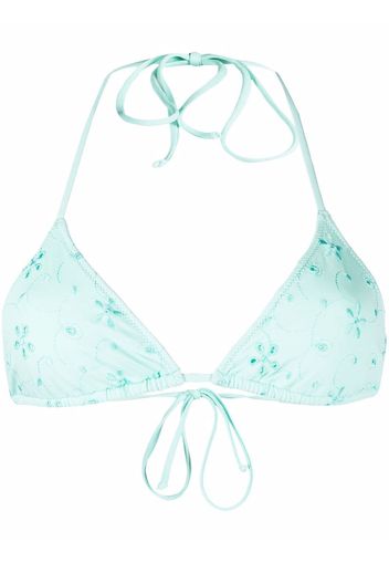 Mc2 Saint Barth Leah floral-embroidered bikini top - Verde