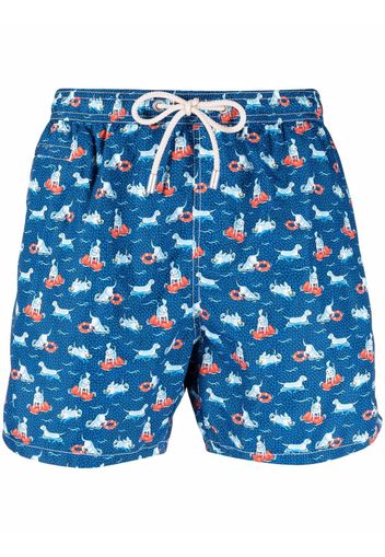 Mc2 Saint Barth motif print swim shorts - Blu