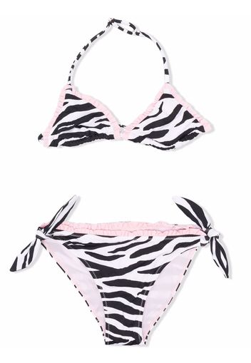 Mc2 Saint Barth tiger-print ruffled bikini - Nero