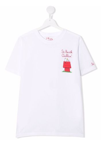 Mc2 Saint Barth Kids TEEN Snoopy logo-embroidered T-shirt - Bianco