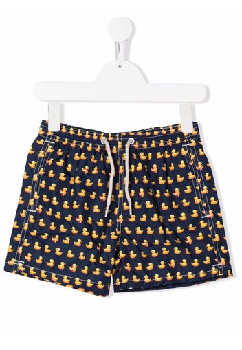 MC2 Saint Barth Kids Duck-print drawstring swim shorts - Blu