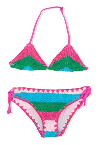 MC2 Saint Barth Kids Holly striped bikini set - Rosa