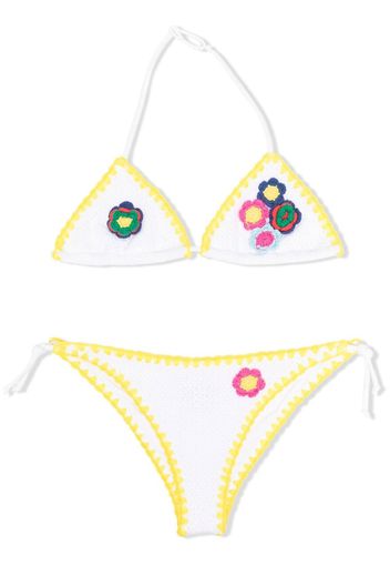 MC2 Saint Barth Kids Set bikini con ricamo a fiori - Bianco