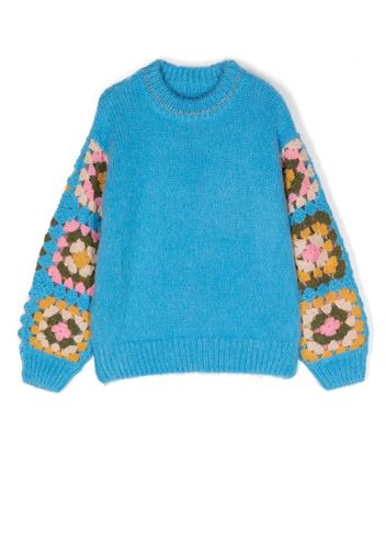 MC2 Saint Barth Kids crochet-sleeve knitted jumper - Blu