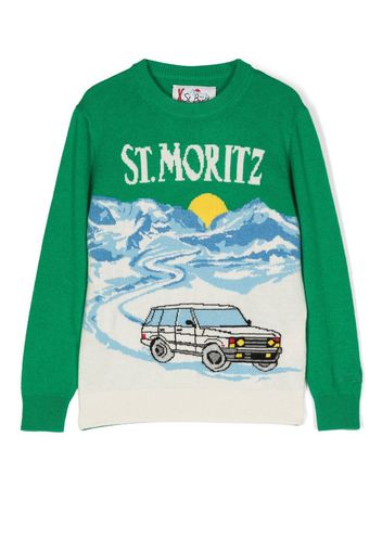 MC2 Saint Barth Kids intarsia-knit crew-neck jumper - Verde