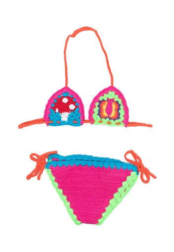 MC2 Saint Barth Kids colour-block crochet-knit bikini set - Rosa