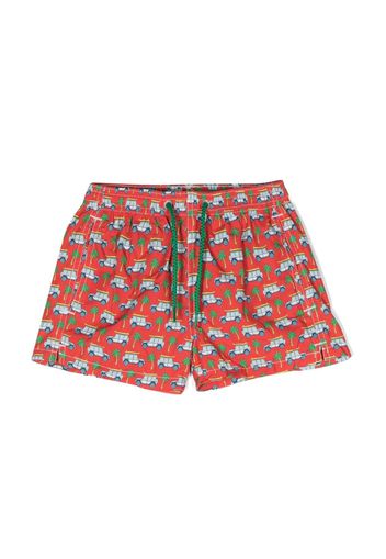 MC2 Saint Barth Kids graphic-print drawstring swim shorts - Rosso