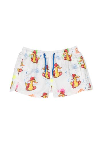 MC2 Saint Barth Kids cartoon-print swim shorts - Bianco