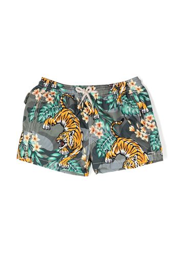 MC2 Saint Barth Kids tiger-print swim shorts - Verde