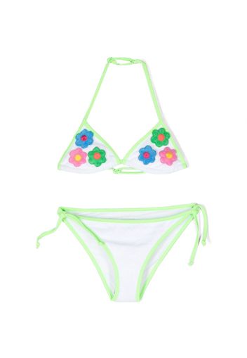 MC2 Saint Barth Kids floral-patch triangle bikini - Bianco