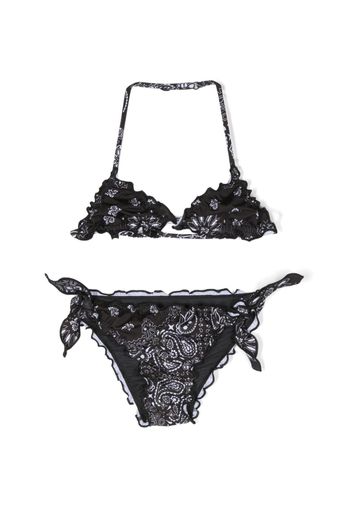 MC2 Saint Barth Kids Set bikini con stampa bandana - Nero