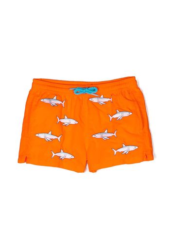 MC2 Saint Barth Kids logo-patch swim shorts - Arancione