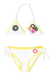 MC2 Saint Barth Kids Holly floral-crochet bikini - Bianco