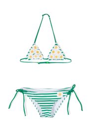 MC2 Saint Barth Kids daisy-patch striped bikini - Verde