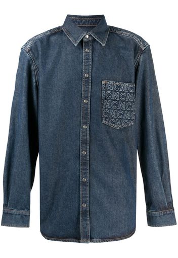 medium wash denim shirt