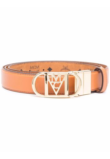 MCM logo-plaque leather belt - Marrone