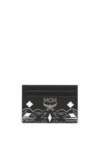 MCM Portacarte Aren con stampa bandana - Nero