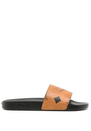 MCM Sandali slides con monogramma - Marrone