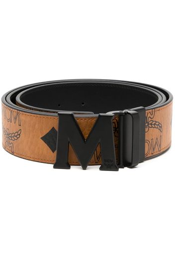 MCM Claus Maxi printed reversible belt - Nero